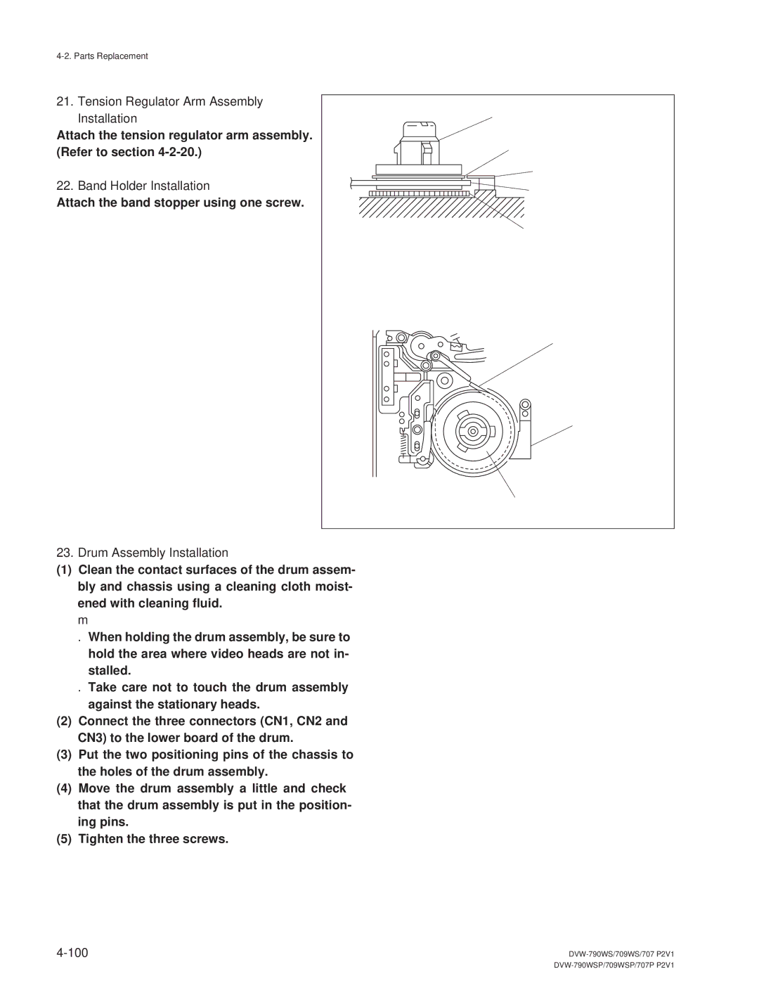 Sony DVW-790WS/790WSP, DVW-709WS/709WSP manual 100 