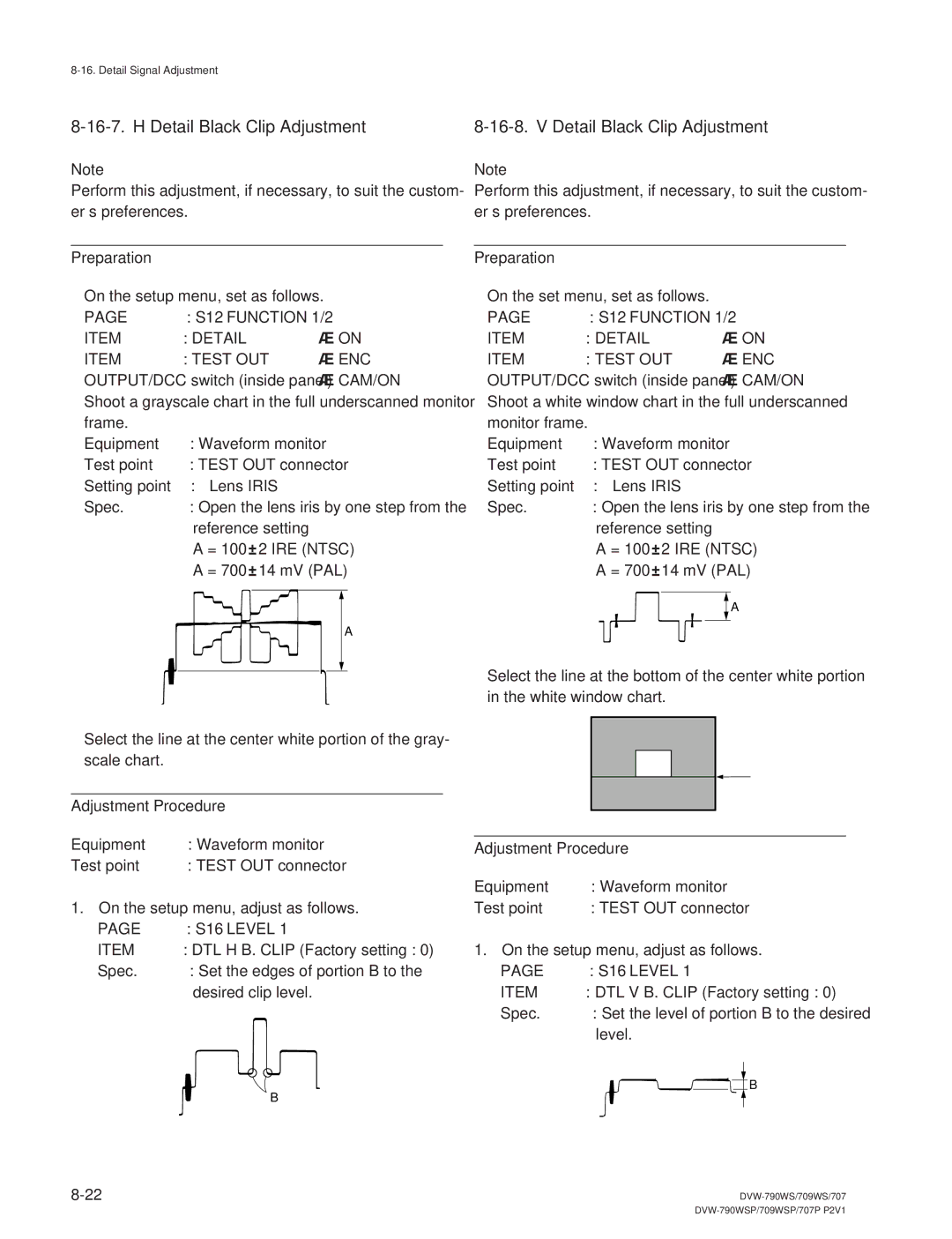 Sony DVW-790WS/790WSP, DVW-709WS/709WSP manual On the setup menu, set as follows S12*FUNCTION 1/2 