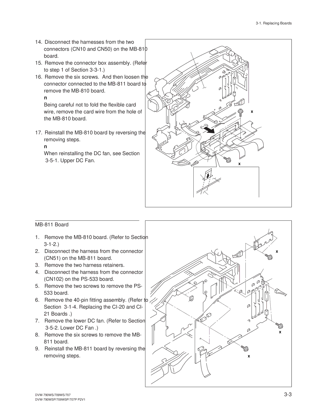 Sony DVW-709WS/709WSP, DVW-790WS/790WSP manual MB-811 Board 