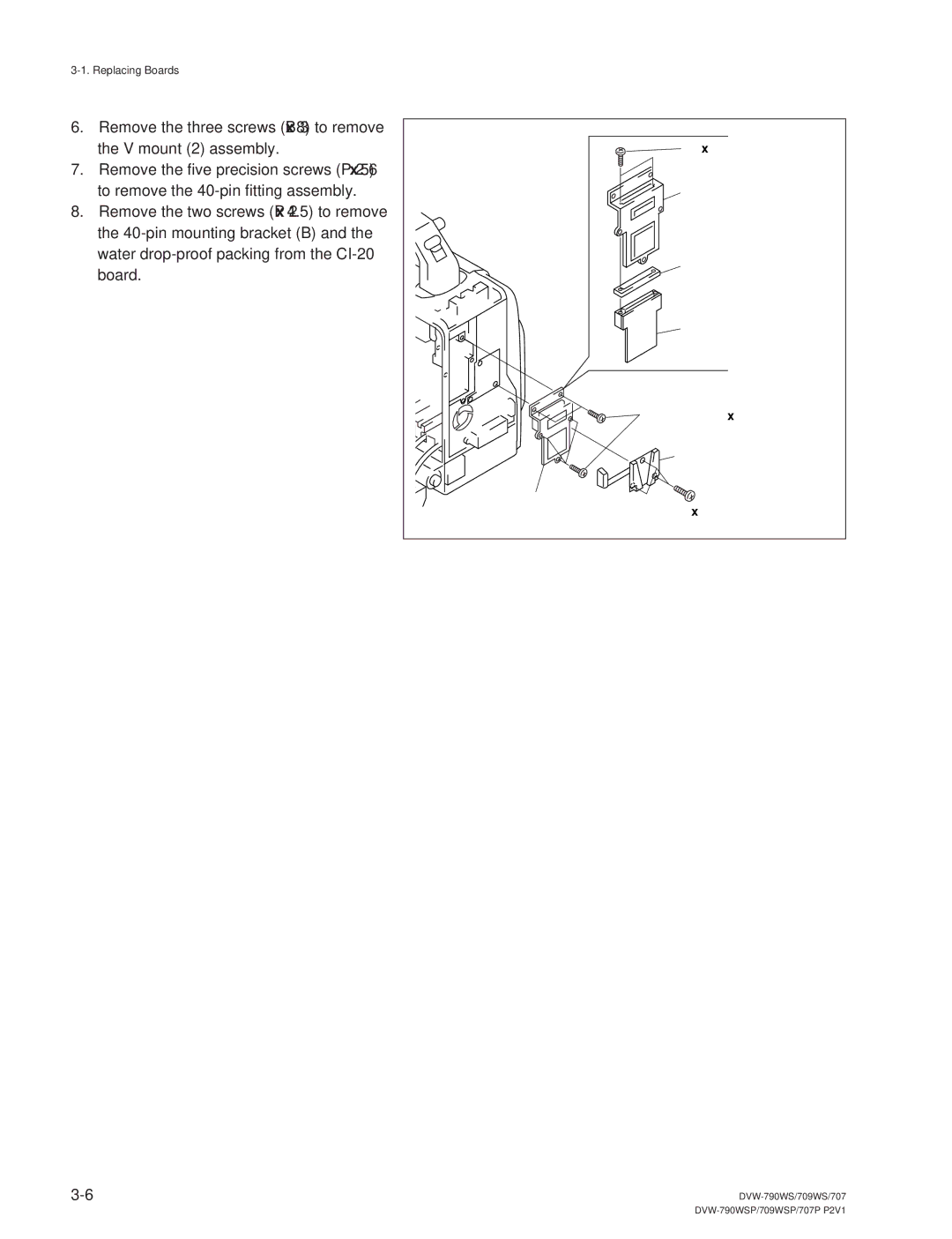 Sony DVW-790WS/790WSP, DVW-709WS/709WSP manual Replacing Boards 