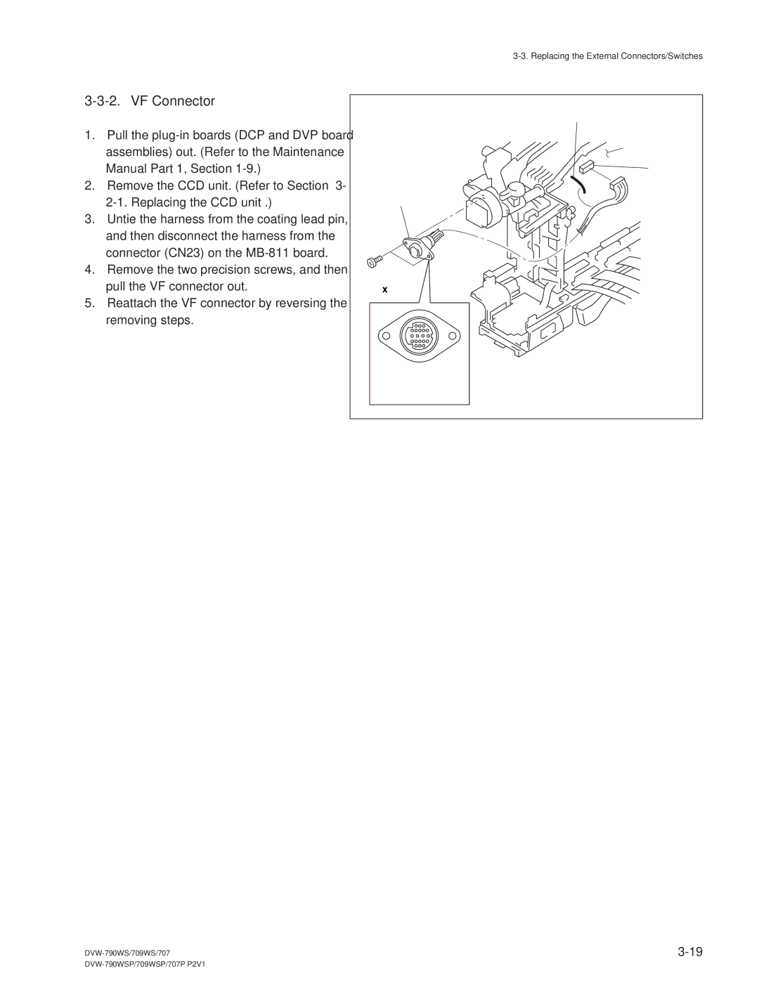 Sony DVW-709WS/709WSP, DVW-790WS/790WSP manual VF Connector 