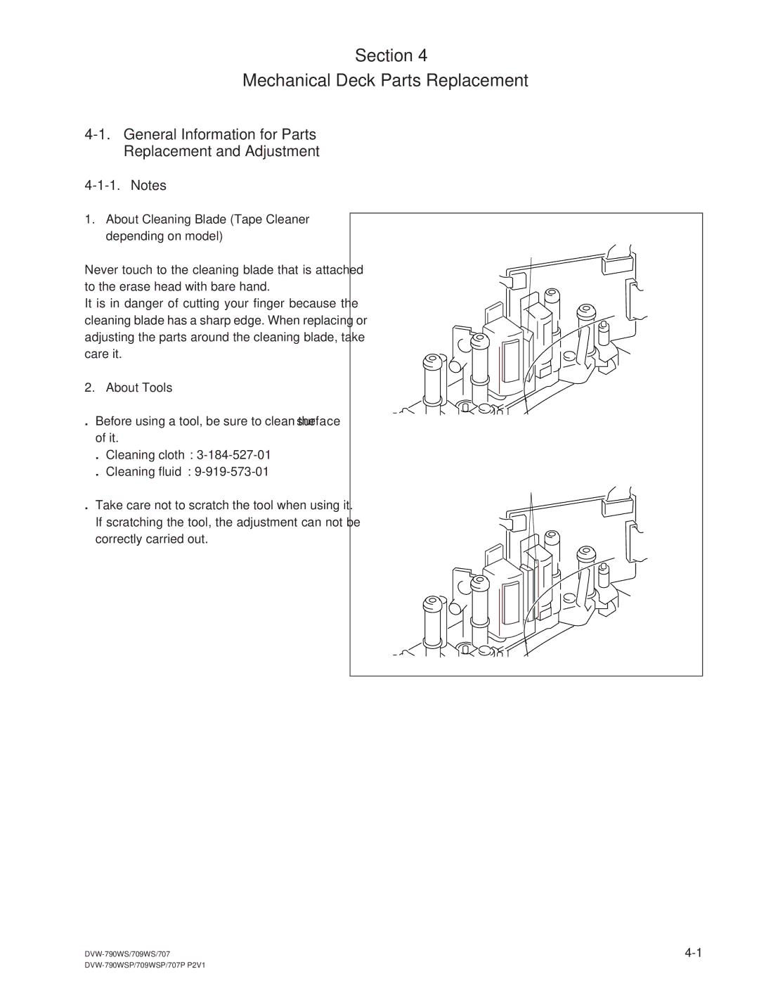 Sony DVW-709WS/709WSP, DVW-790WS/790WSP manual General Information for Parts Replacement and Adjustment, About Tools 