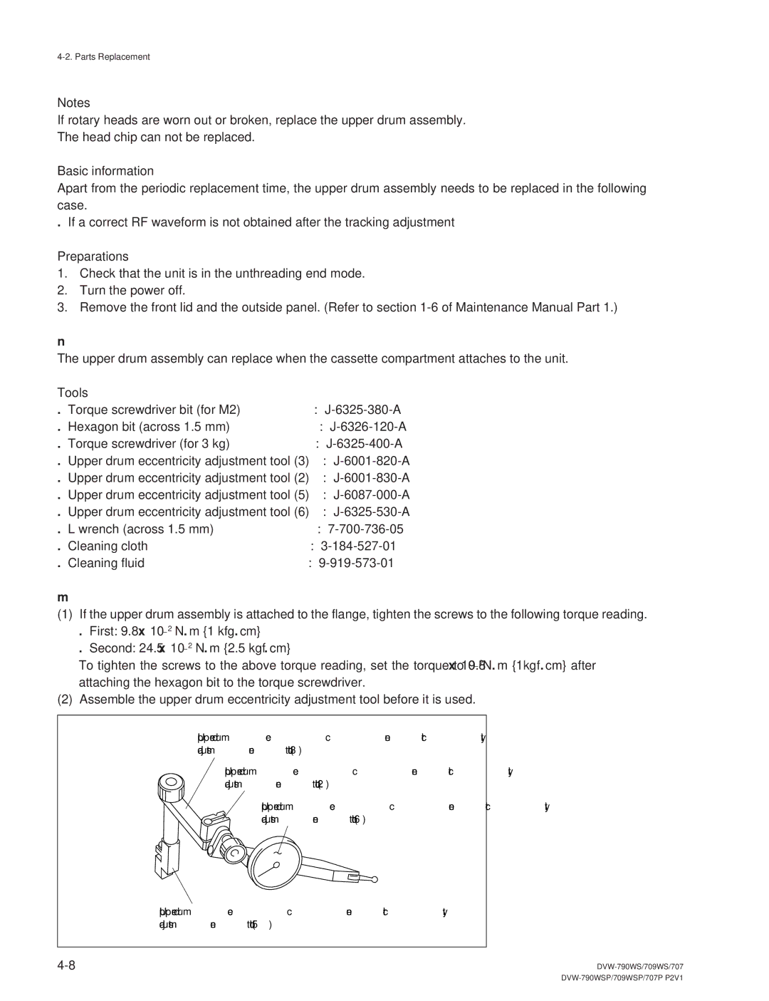 Sony DVW-790WS/790WSP, DVW-709WS/709WSP manual Basic information, Preparations, Tools 