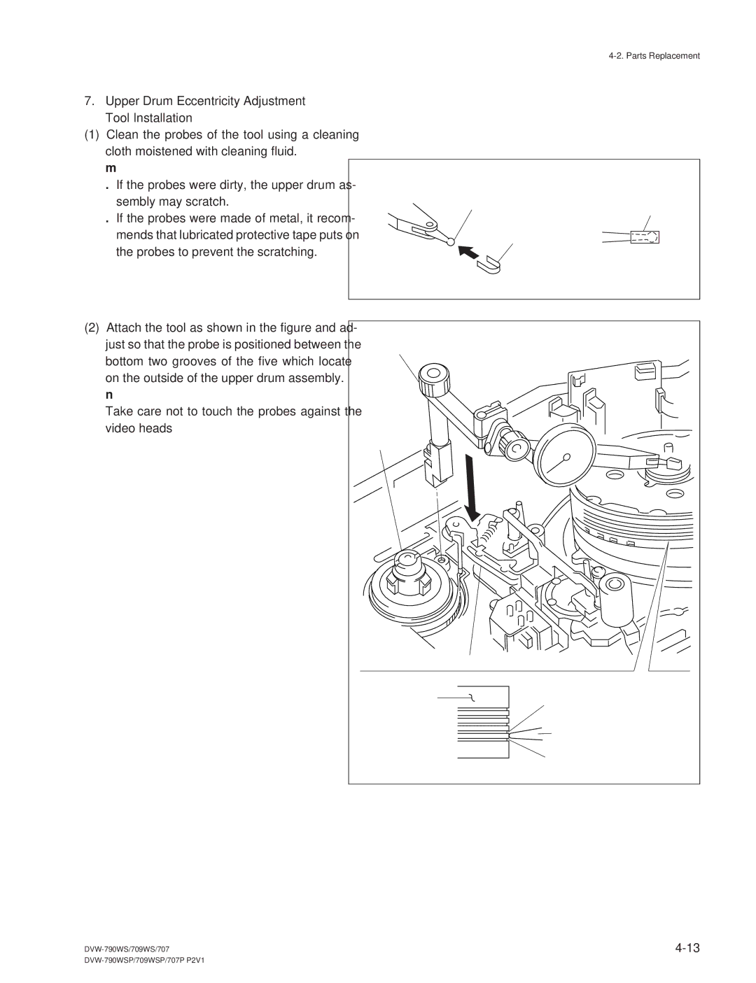 Sony DVW-709WS/709WSP, DVW-790WS/790WSP manual Upper Drum Eccentricity Adjustment Tool Installation 