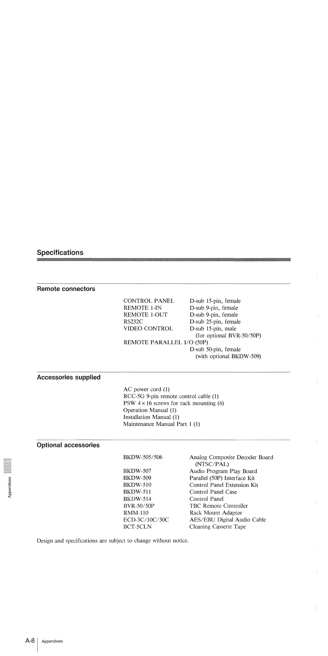 Sony 500 DVW-A500P manual 