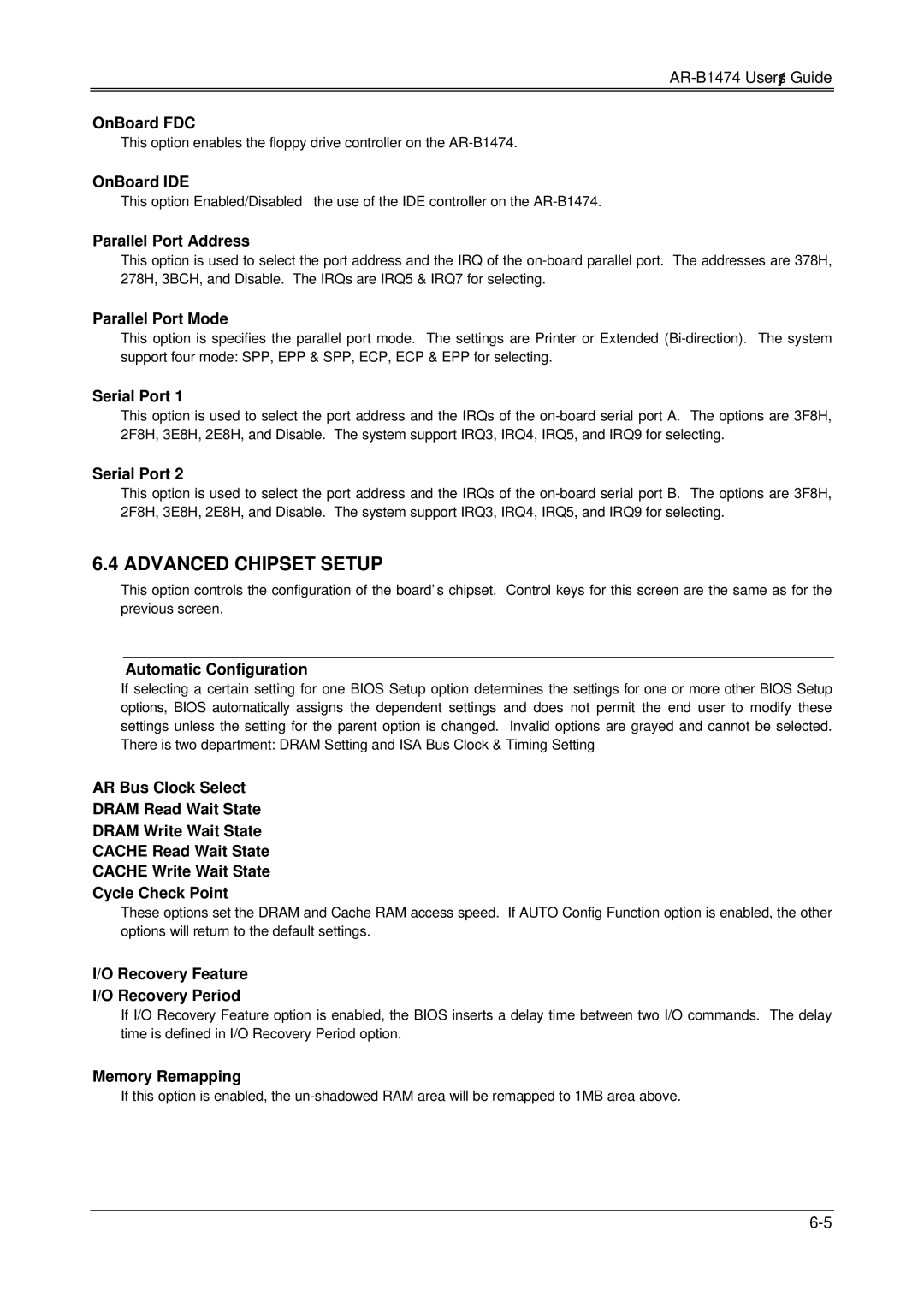 Sony DX4, 486DX, AR-B1474 manual Advanced Chipset Setup 