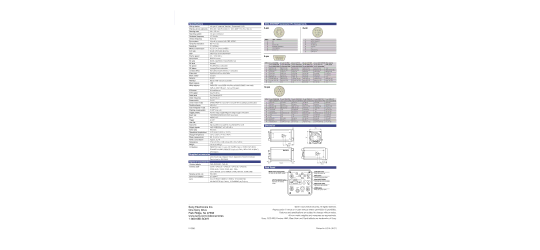 Sony DXC-990P dimensions Dimension 