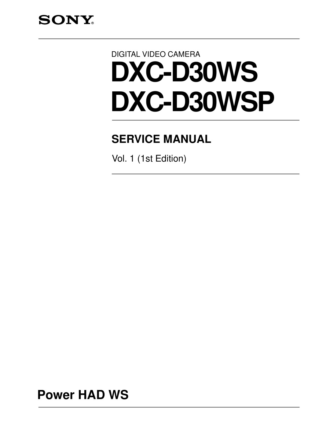 Sony service manual DXC-D30WS DXC-D30WSP 