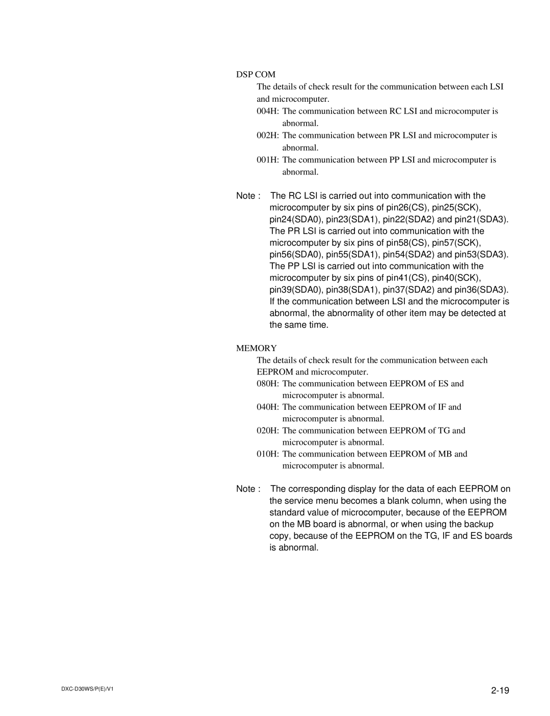 Sony DXC-D30WSP service manual Dsp Com, Memory 