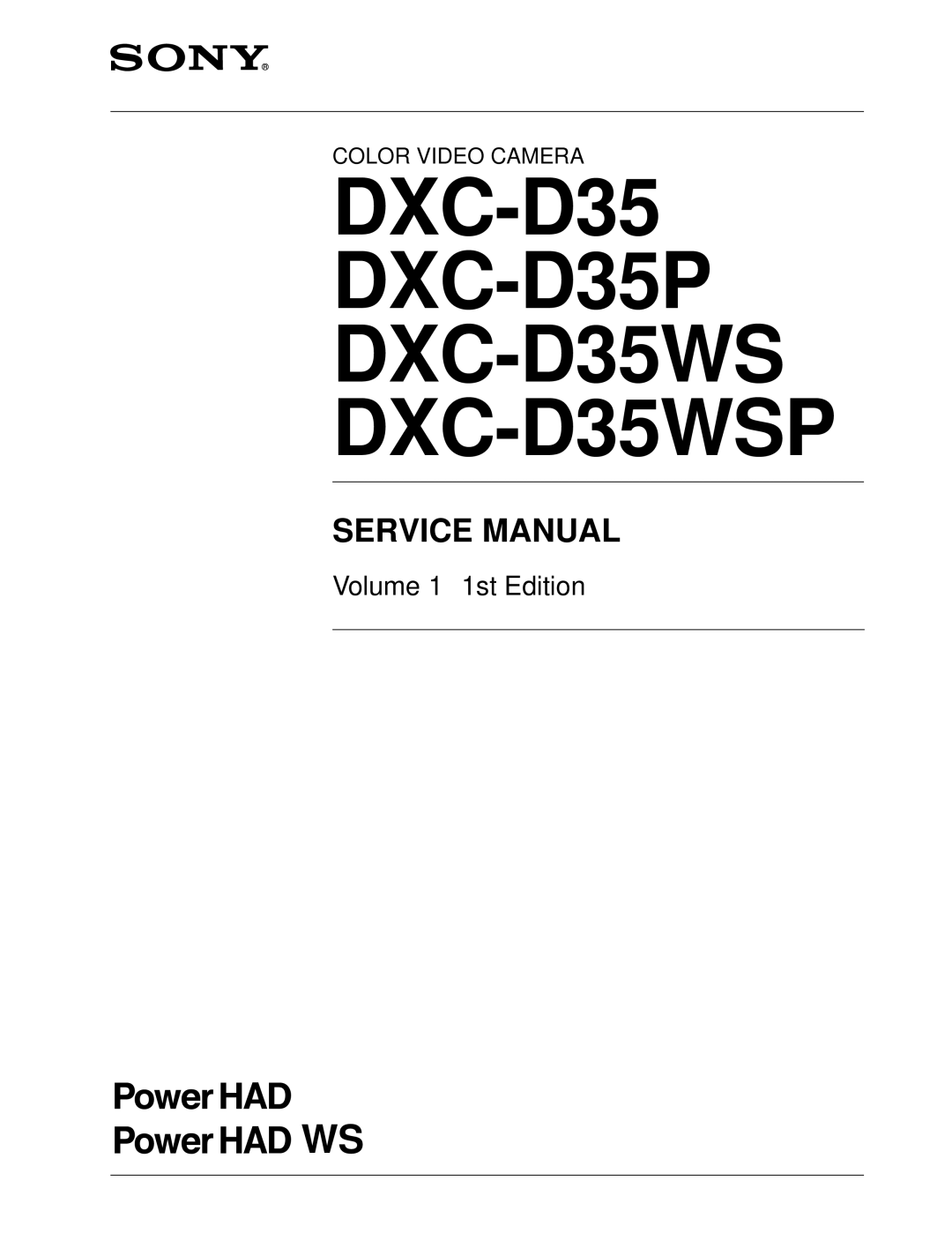 Sony DXC-D35 service manual 