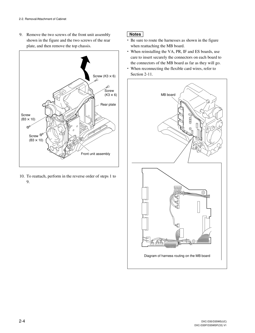 Sony DXC-D35 service manual Screw K3 