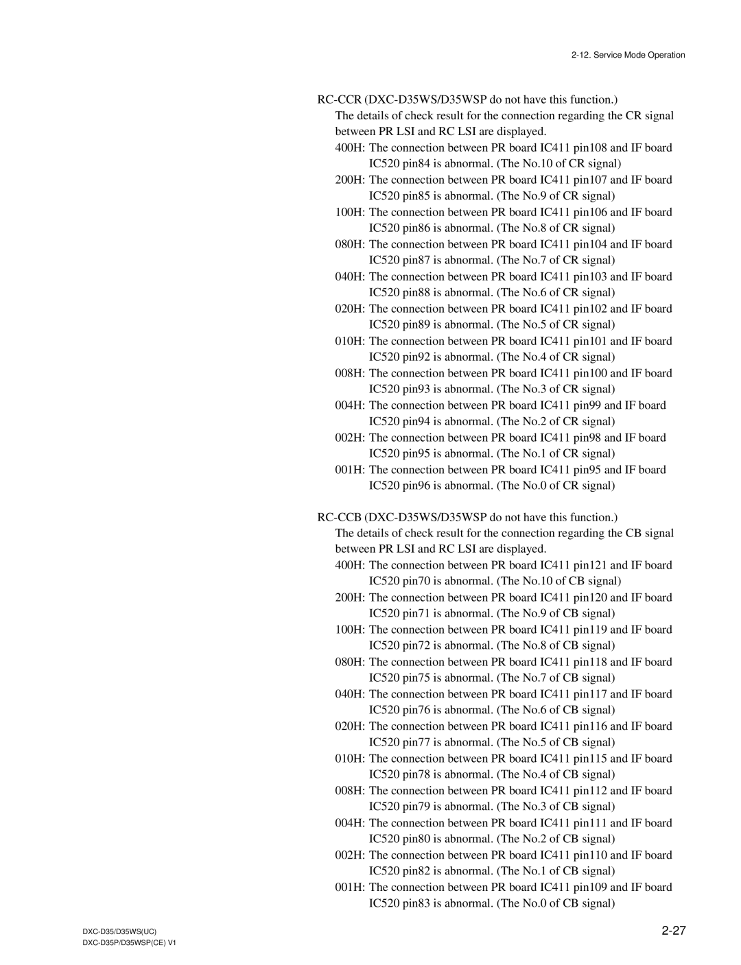 Sony DXC-D35 service manual Service Mode Operation 