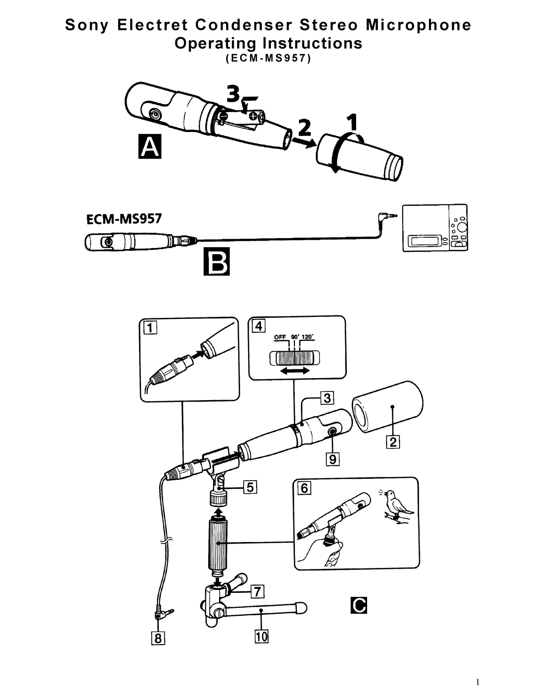 Sony ECM MS957 operating instructions M M S 9 5 