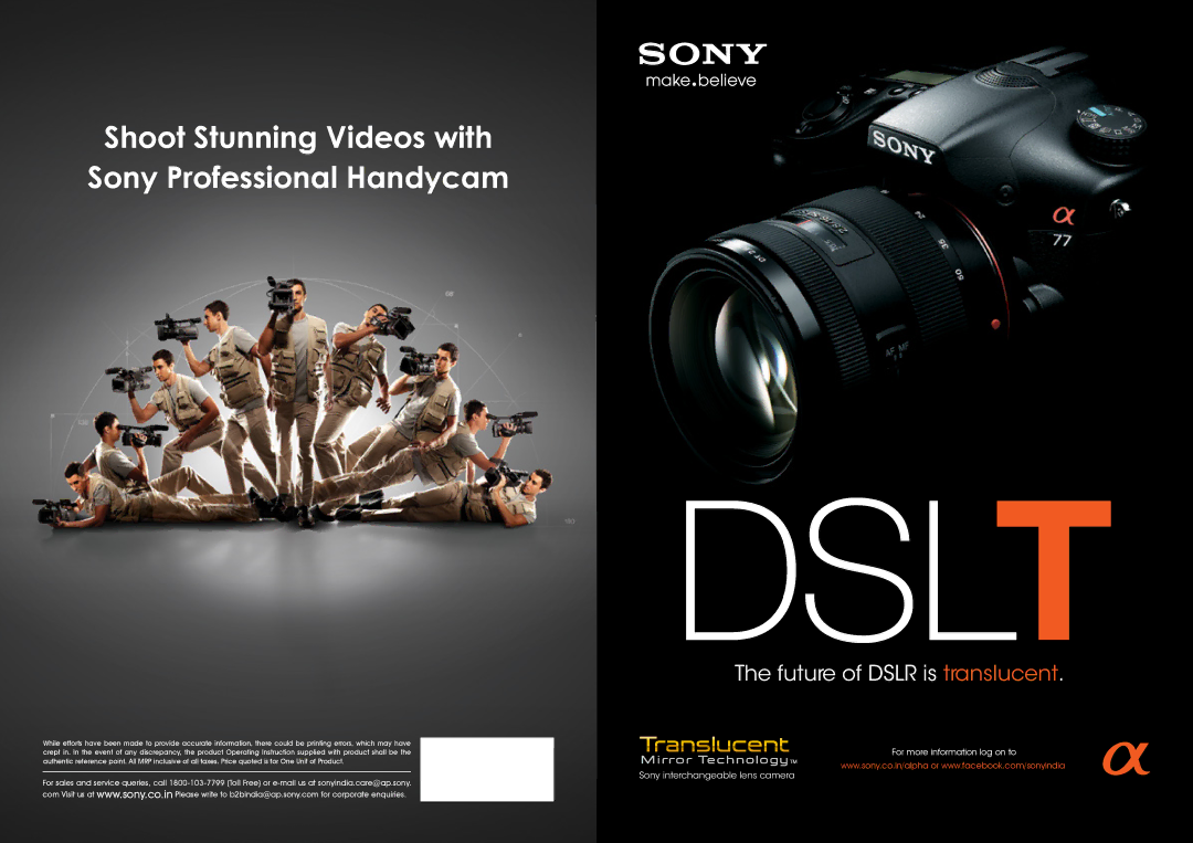 Sony VF55NDAM, ECMALST1, VF55MPAM operating instructions Shoot Stunning Videos with Sony Professional Handycam 