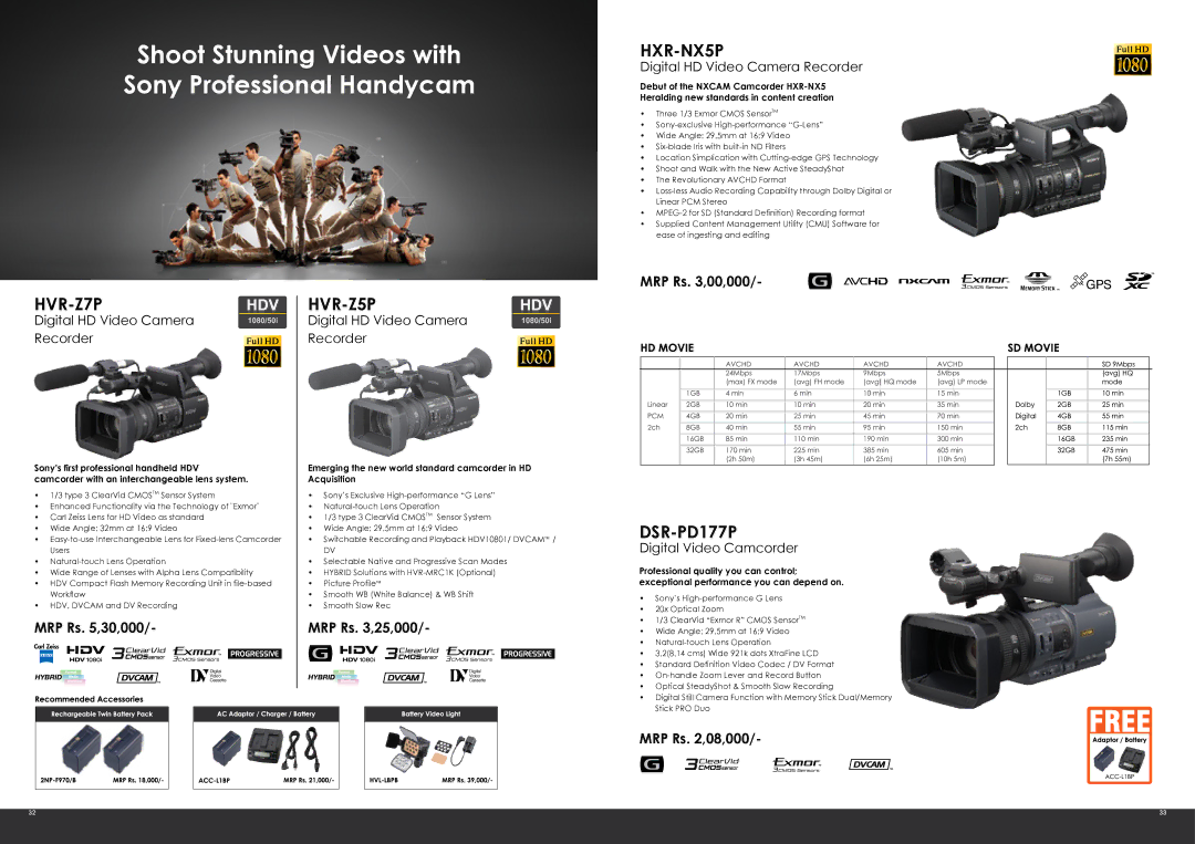 Sony VF55MPAM, ECMALST1, VF55NDAM operating instructions HXR-NX5P, HVR-Z7P, HVR-Z5P, DSR-PD177P 