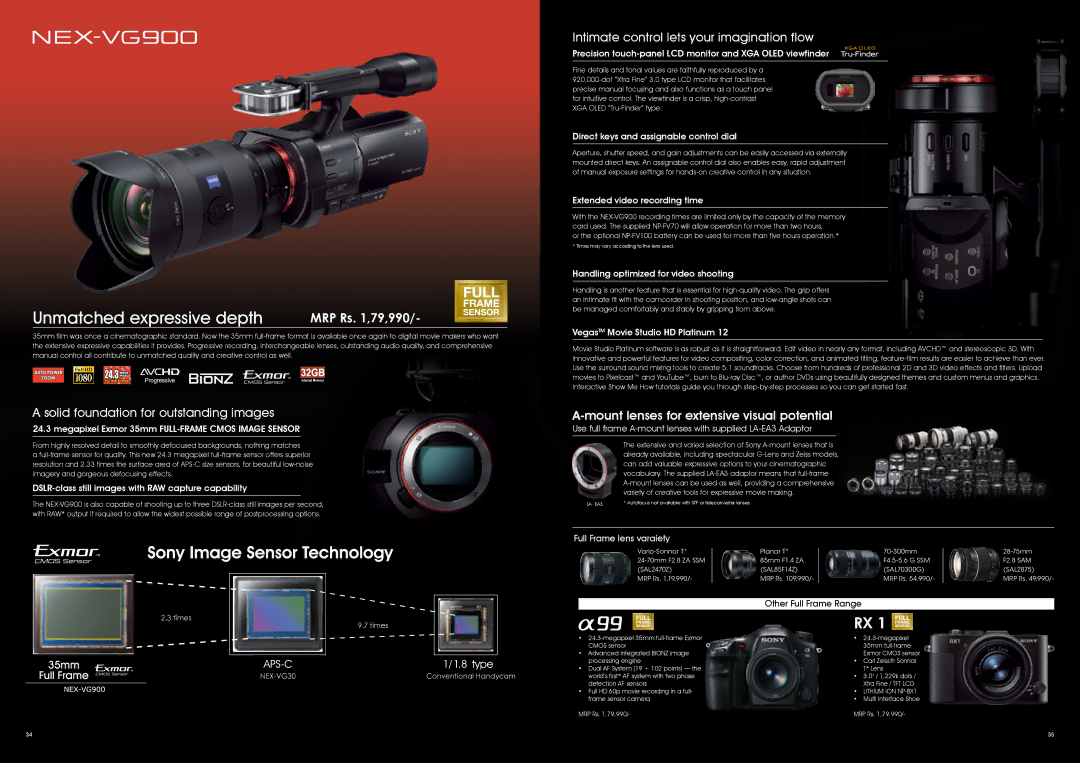 Sony ECMALST1, VF55NDAM, VF55MPAM operating instructions Unmatched expressive depth, Other Full Frame Range 