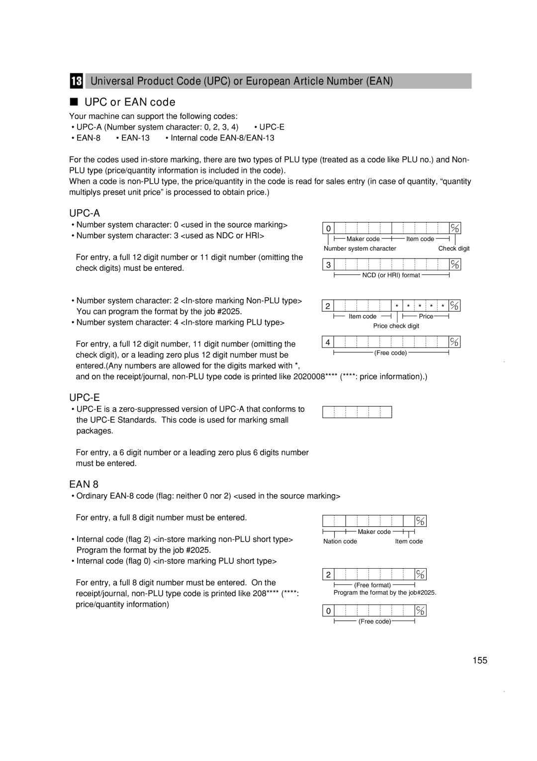 Sony ER-A410, ER-A420 instruction manual Upc-A, 155 