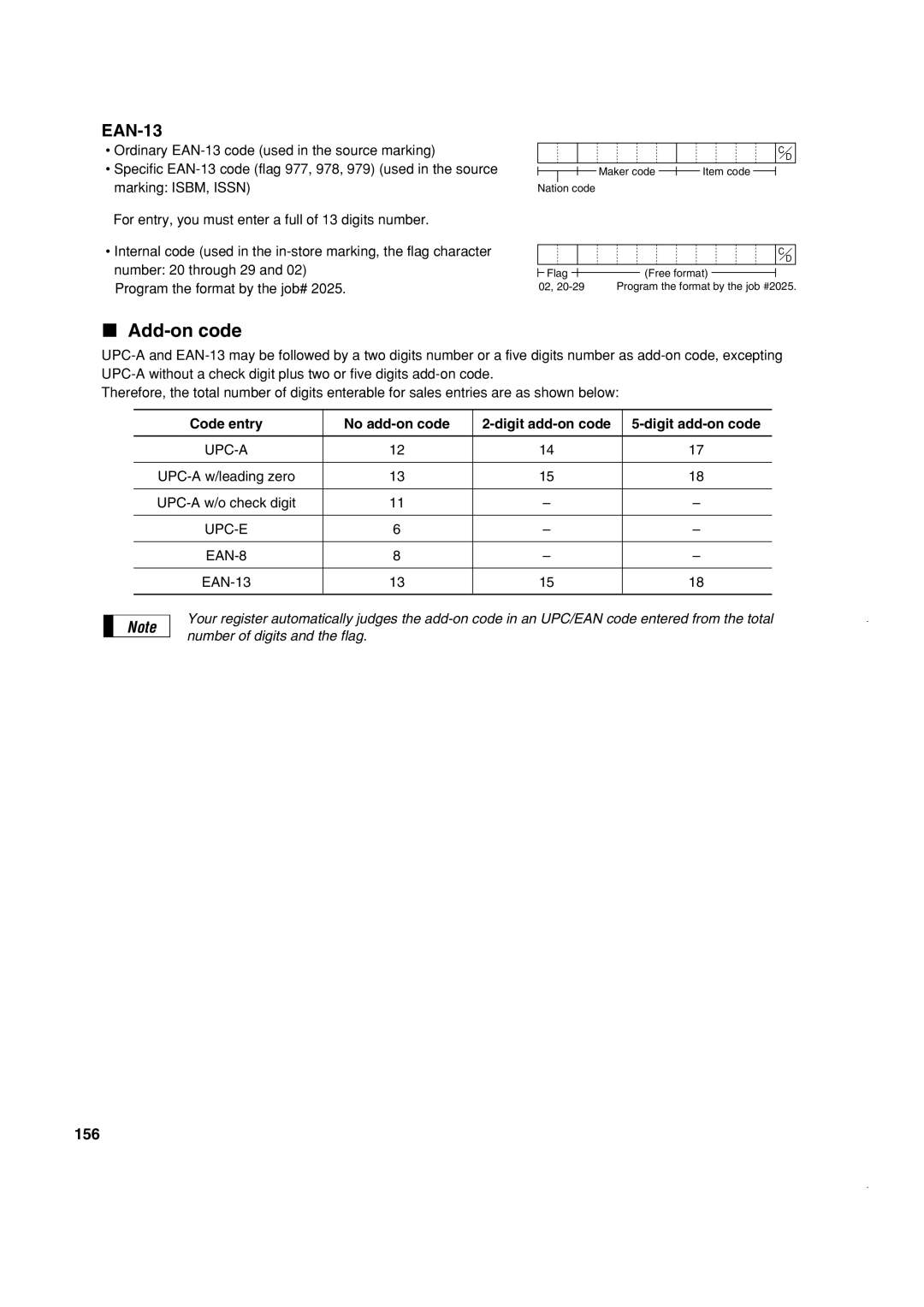 Sony ER-A420, ER-A410 instruction manual Add-on code, 156, Code entry No add-on code Digit add-on code 