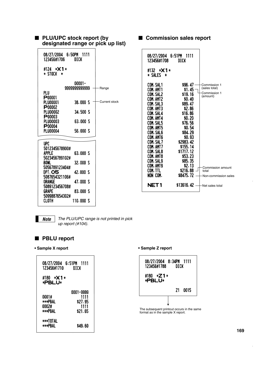 Sony ER-A410, ER-A420 instruction manual Pblu report, 169 