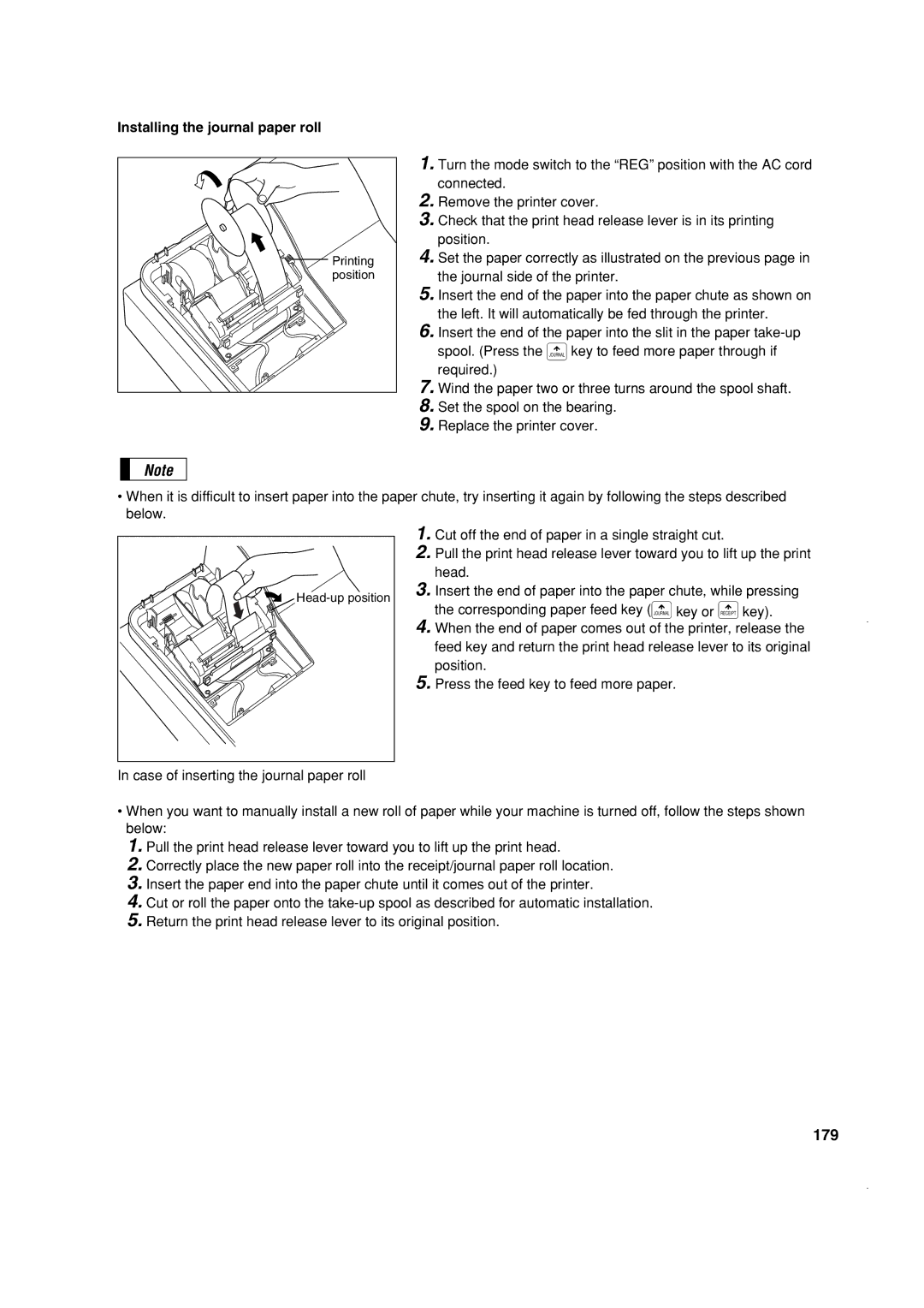 Sony ER-A410, ER-A420 instruction manual 179, Installing the journal paper roll 