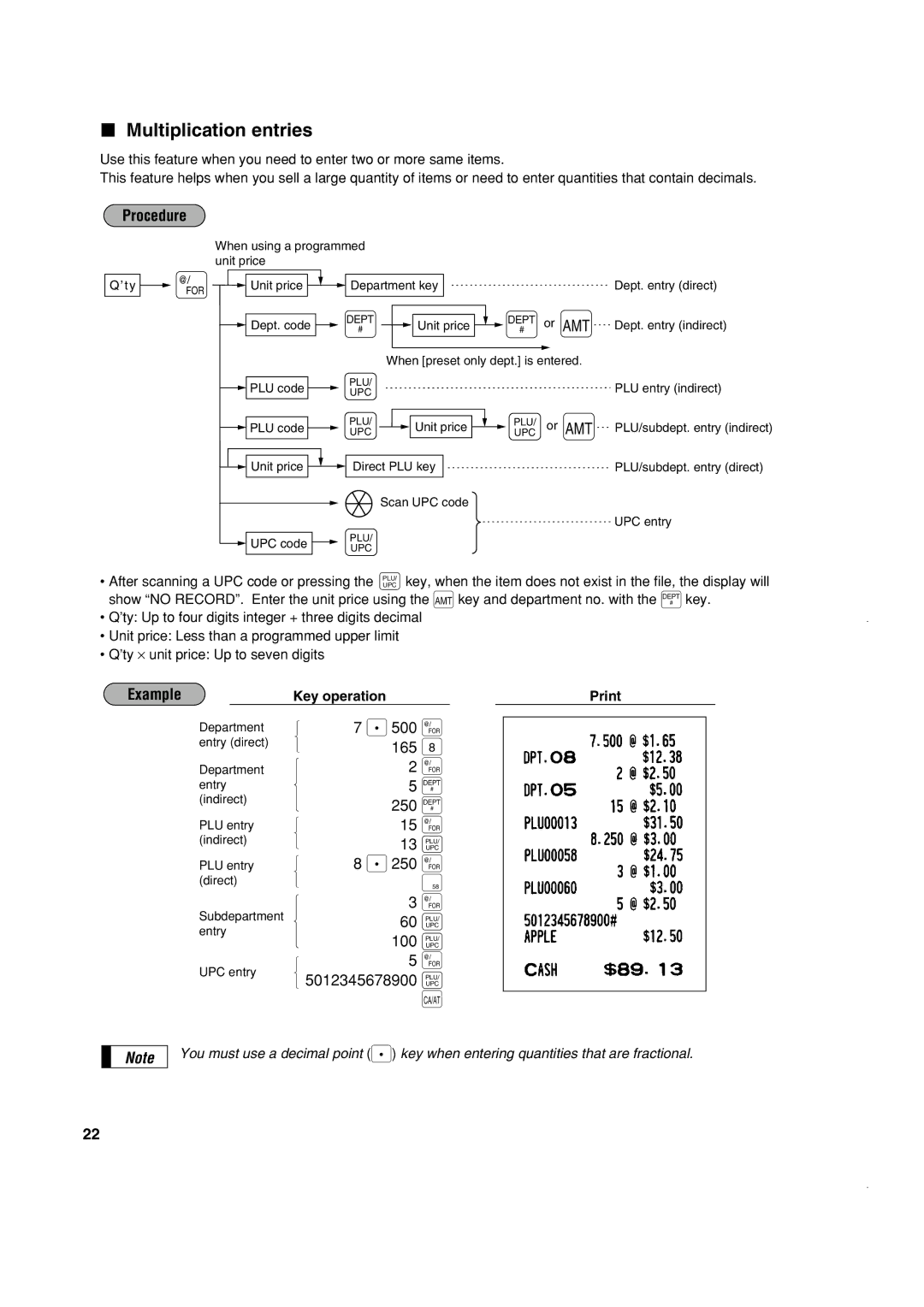 Sony ER-A420, ER-A410 instruction manual Multiplication entries 