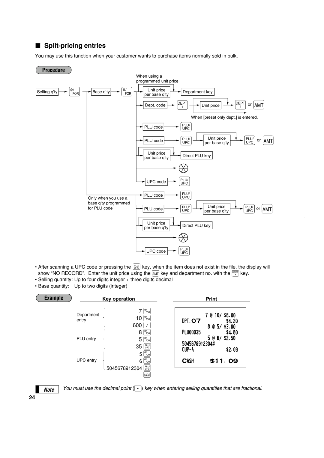 Sony ER-A420, ER-A410 instruction manual 600, Split-pricing entries 