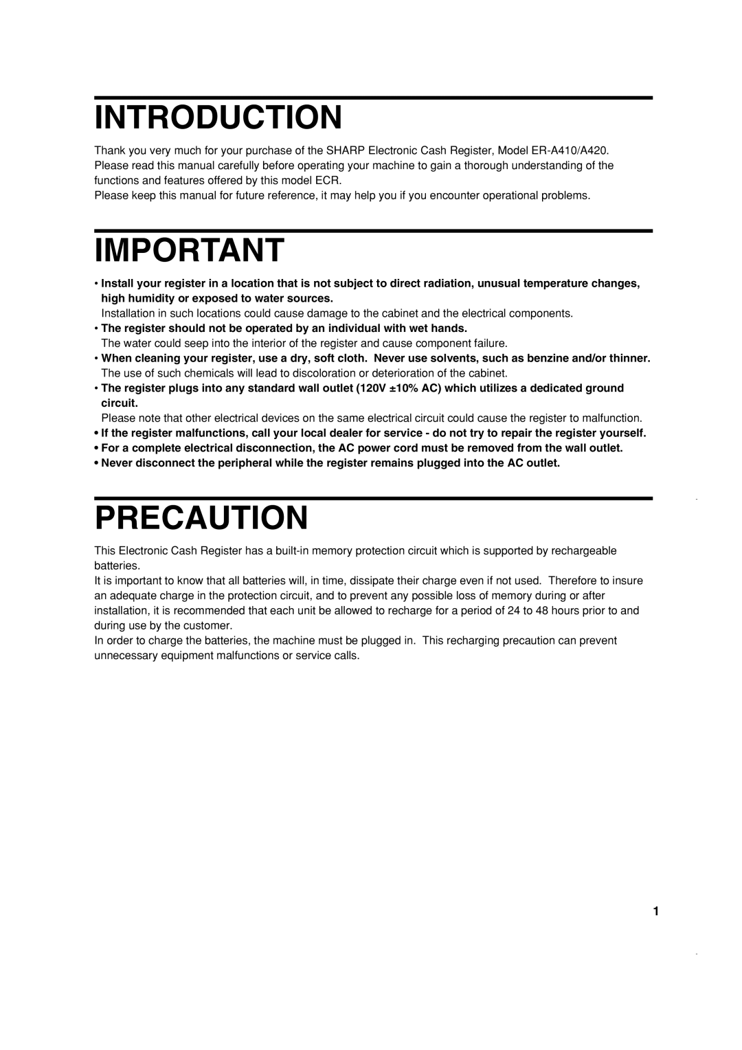 Sony ER-A410, ER-A420 instruction manual Introduction, Precaution 