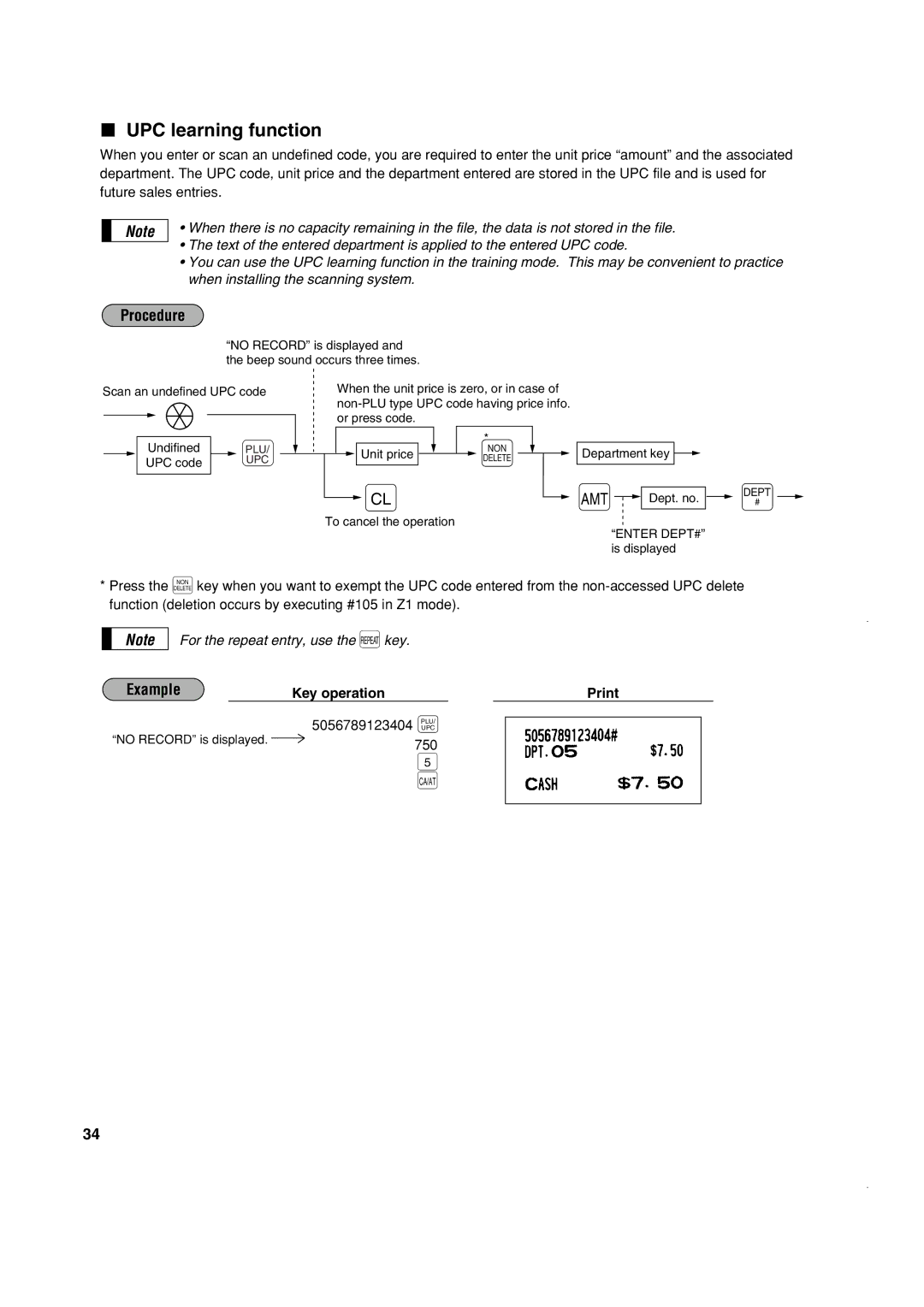 Sony ER-A420, ER-A410 instruction manual UPC learning function 