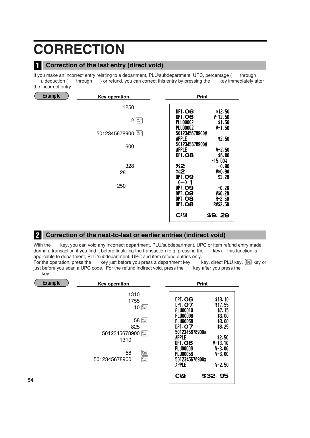 Sony ER-A420, ER-A410 instruction manual 600 328 28 9, 825, Correction of the last entry direct void 