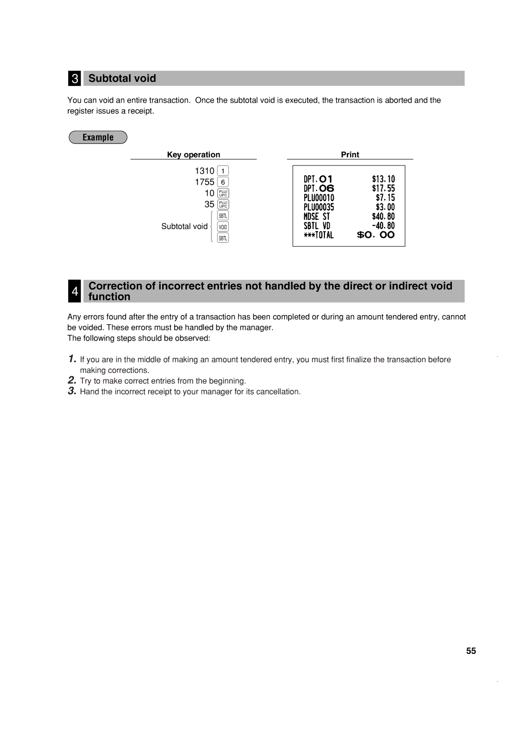 Sony ER-A410, ER-A420 instruction manual Subtotal void 