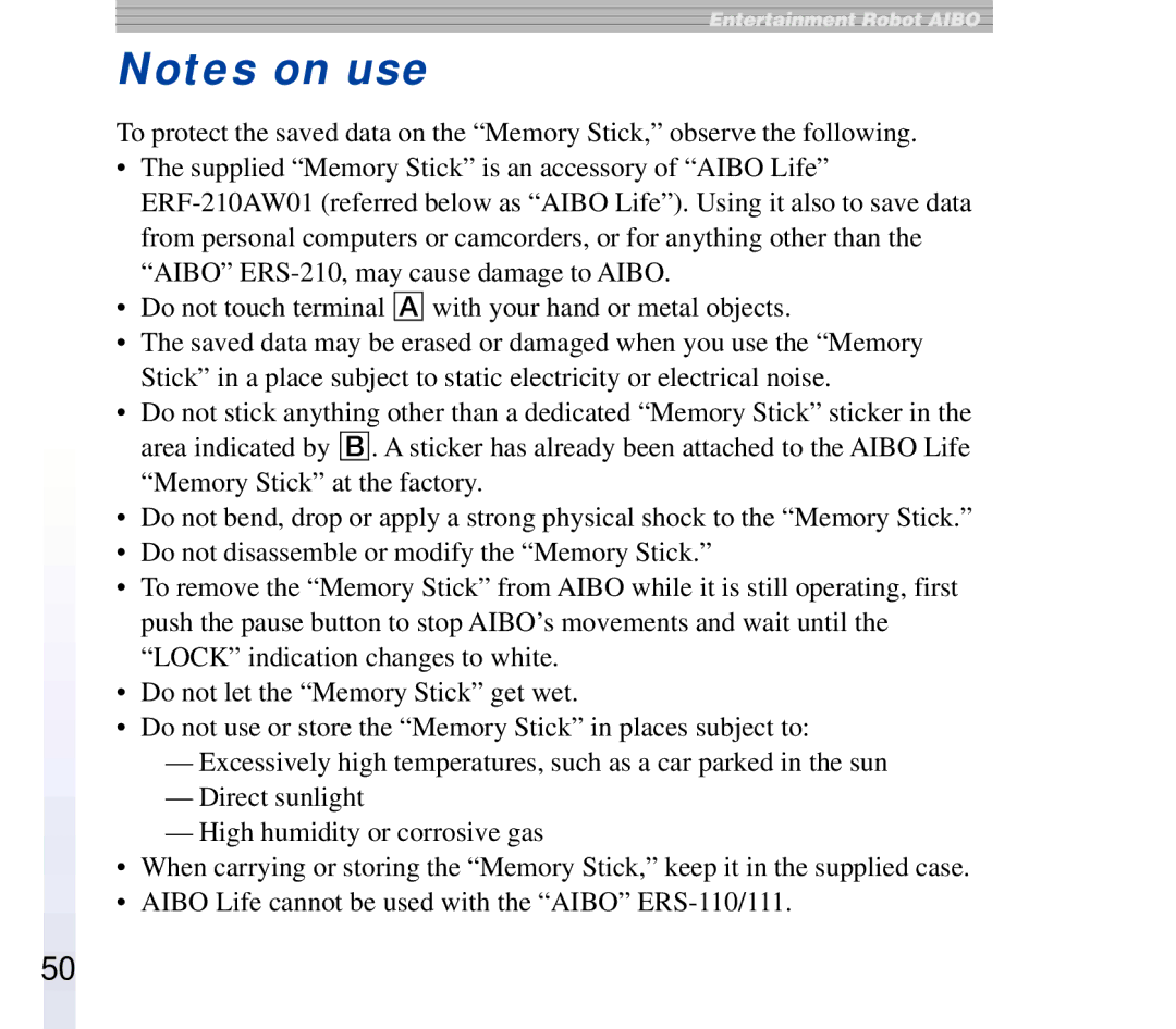 Sony ERF-210AW01 manual 