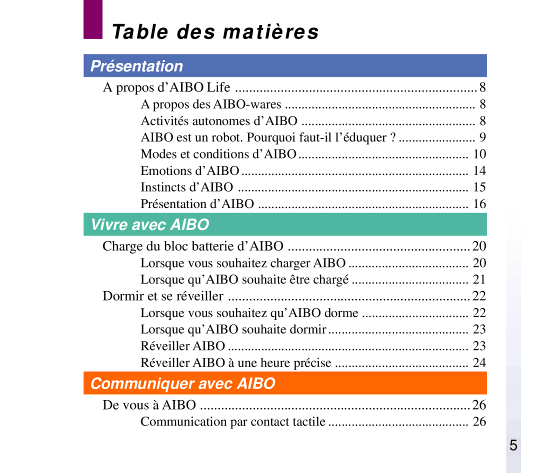 Sony ERF-210AW01 manual Table des matières 