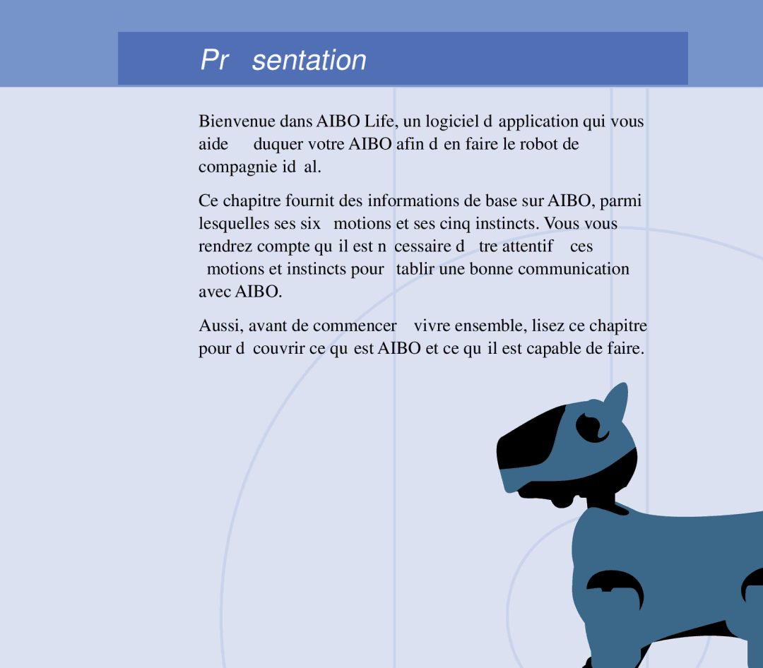 Sony ERF-210AW01 manual Présentation 