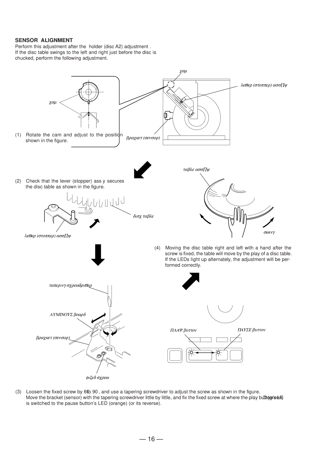 Sony Ericsson CDP-CX220 service manual Sensor Alignment 