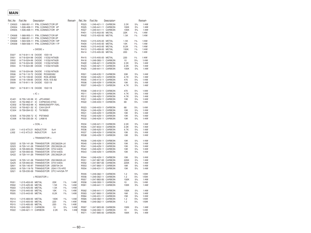 Sony Ericsson CDP-CX220 service manual Diode RD30ESB2, Diode RD6.2ESB2, PST994D 