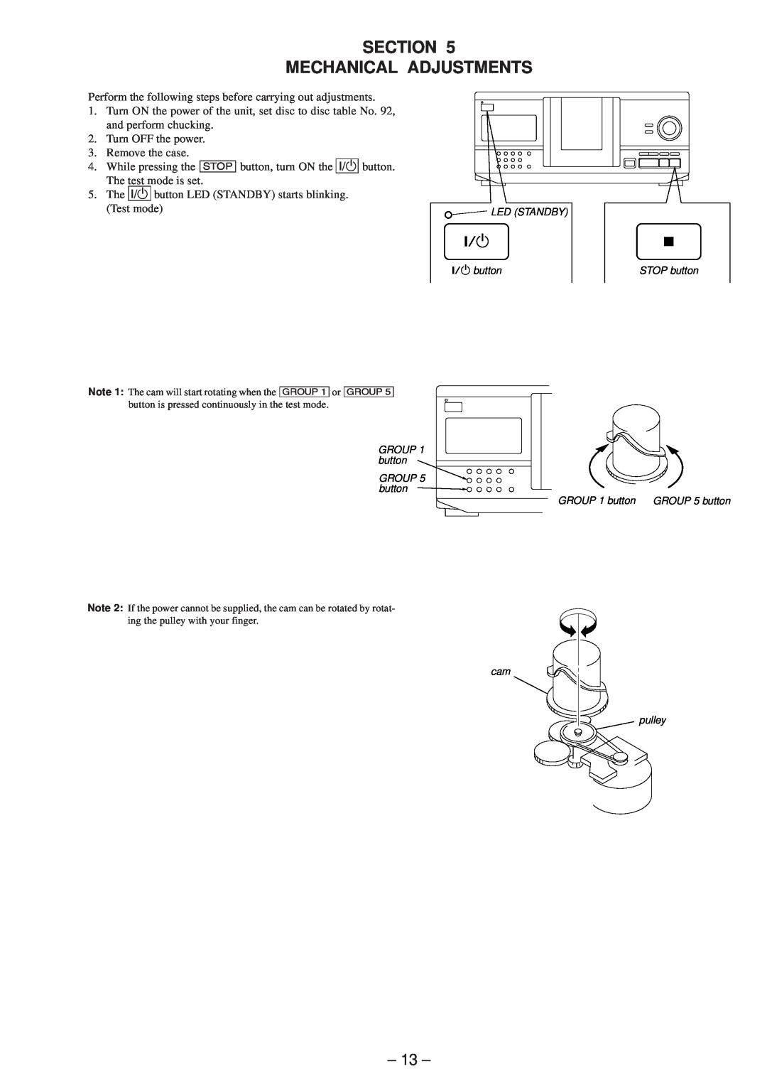 Sony Ericsson CDP-CX220 service manual Section Mechanical Adjustments, 1/u p 
