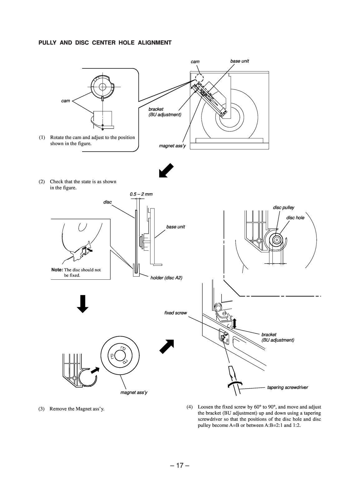 Sony Ericsson CDP-CX220 service manual Pully And Disc Center Hole Alignment 