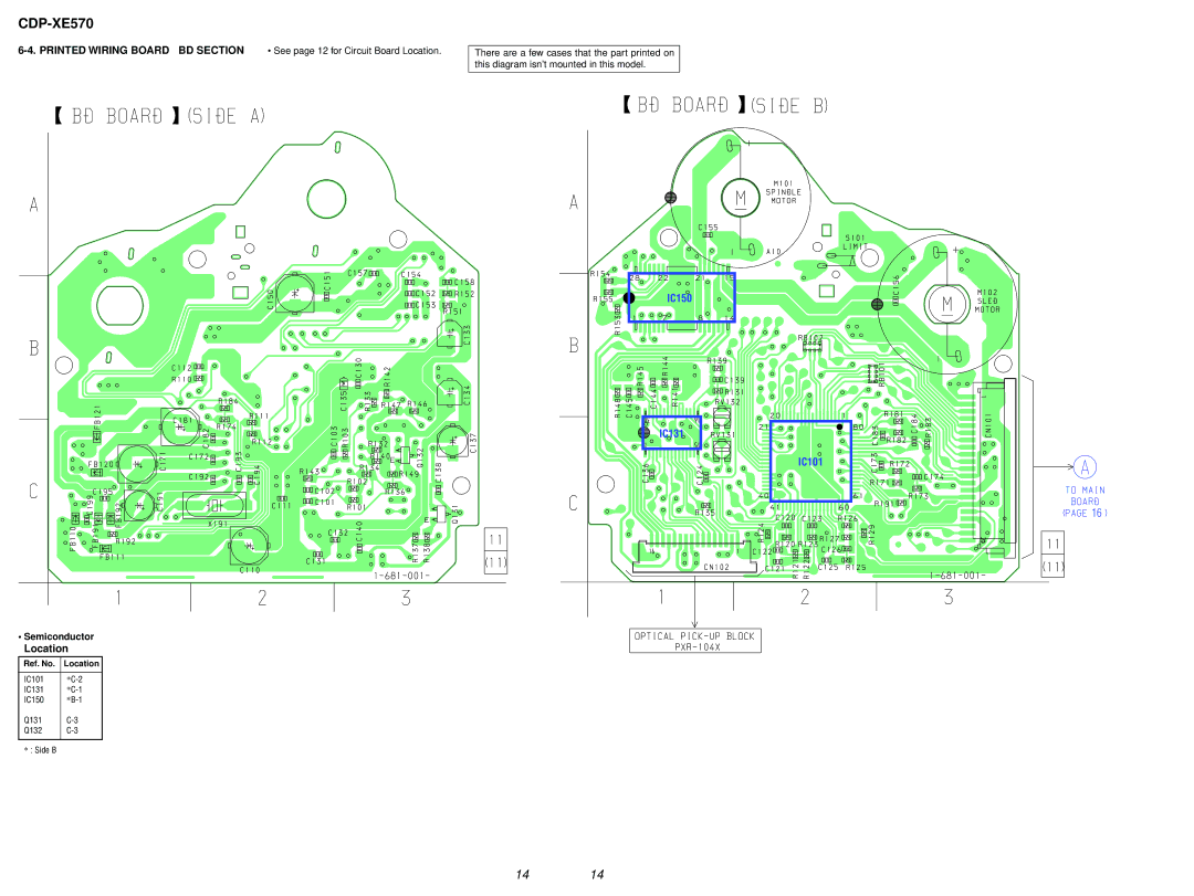 Sony Ericsson CDP-XE570 specifications Printed Wiring Board BD Section, Location, Semiconductor 