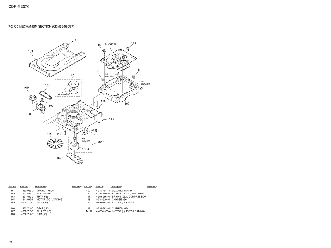 Sony Ericsson CDP-XE570 specifications CD Mechanism Section CDM66-5BD27 