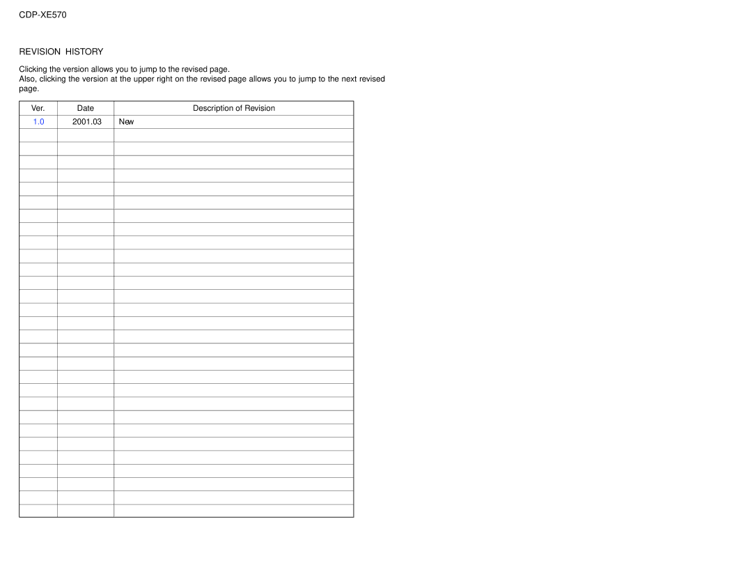 Sony Ericsson specifications CDP-XE570 Revision History 