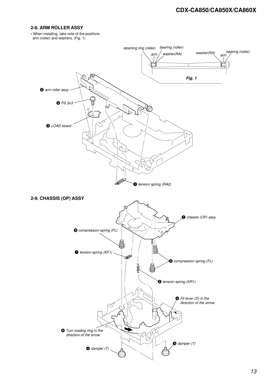 Sony Ericsson CDX-CA860X, CDX-CA850X service manual ARM Roller Assy, Chassis OP Assy 