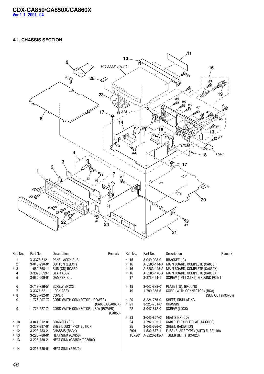 Sony Ericsson CDX-CA860X, CDX-CA850X service manual Chassis Section, 22 #3 