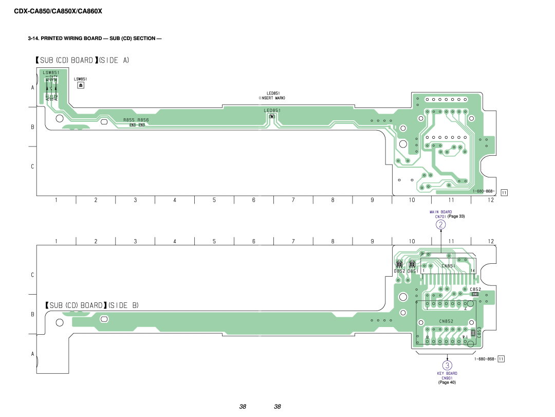 Sony Ericsson CDX-CA850X, CDX-CA860X service manual Printed Wiring Board - Sub Cd Section, CDX-CA850/CA850X/CA860X 