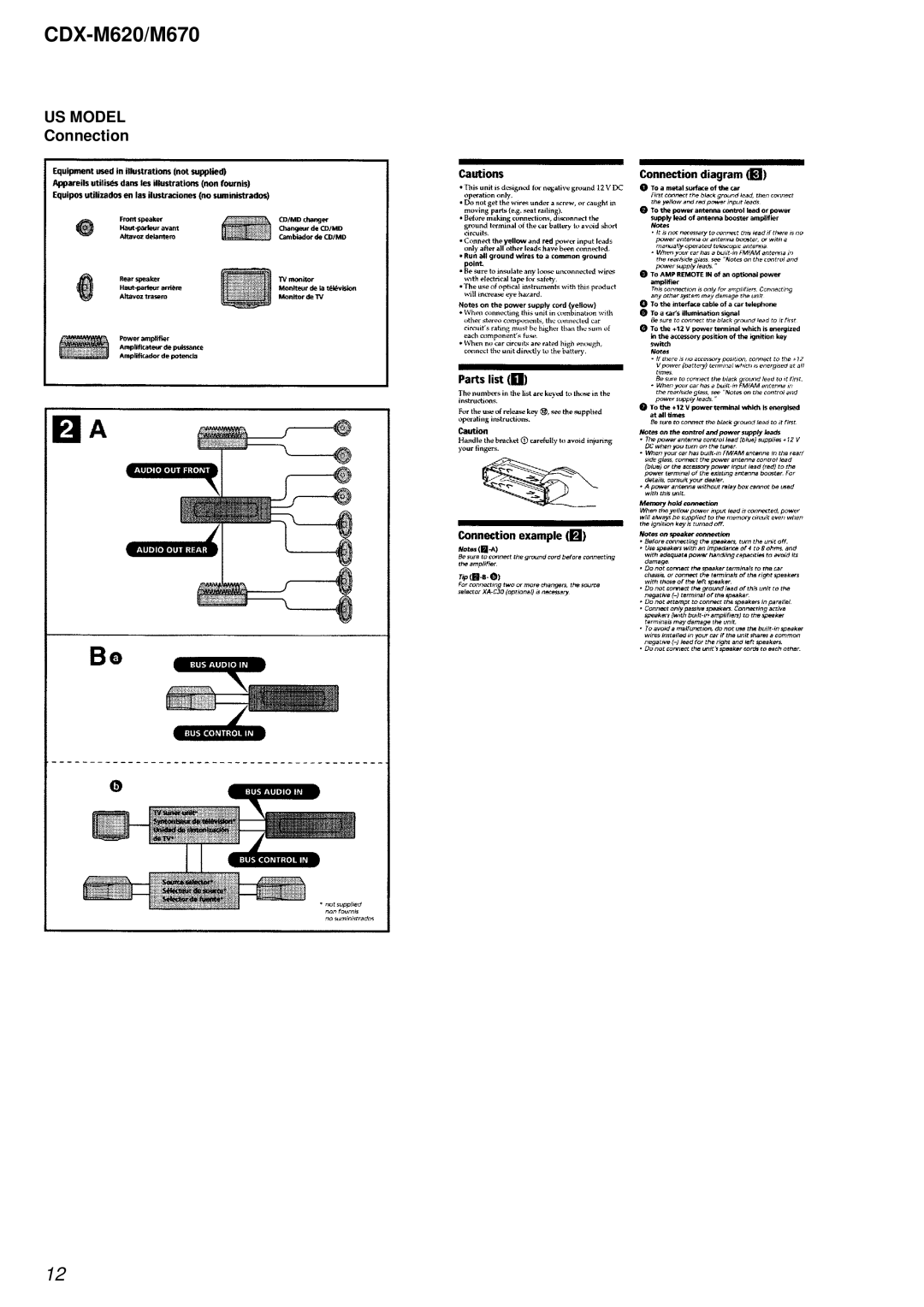 Sony Ericsson CDX-M620 service manual US Model, Connection 