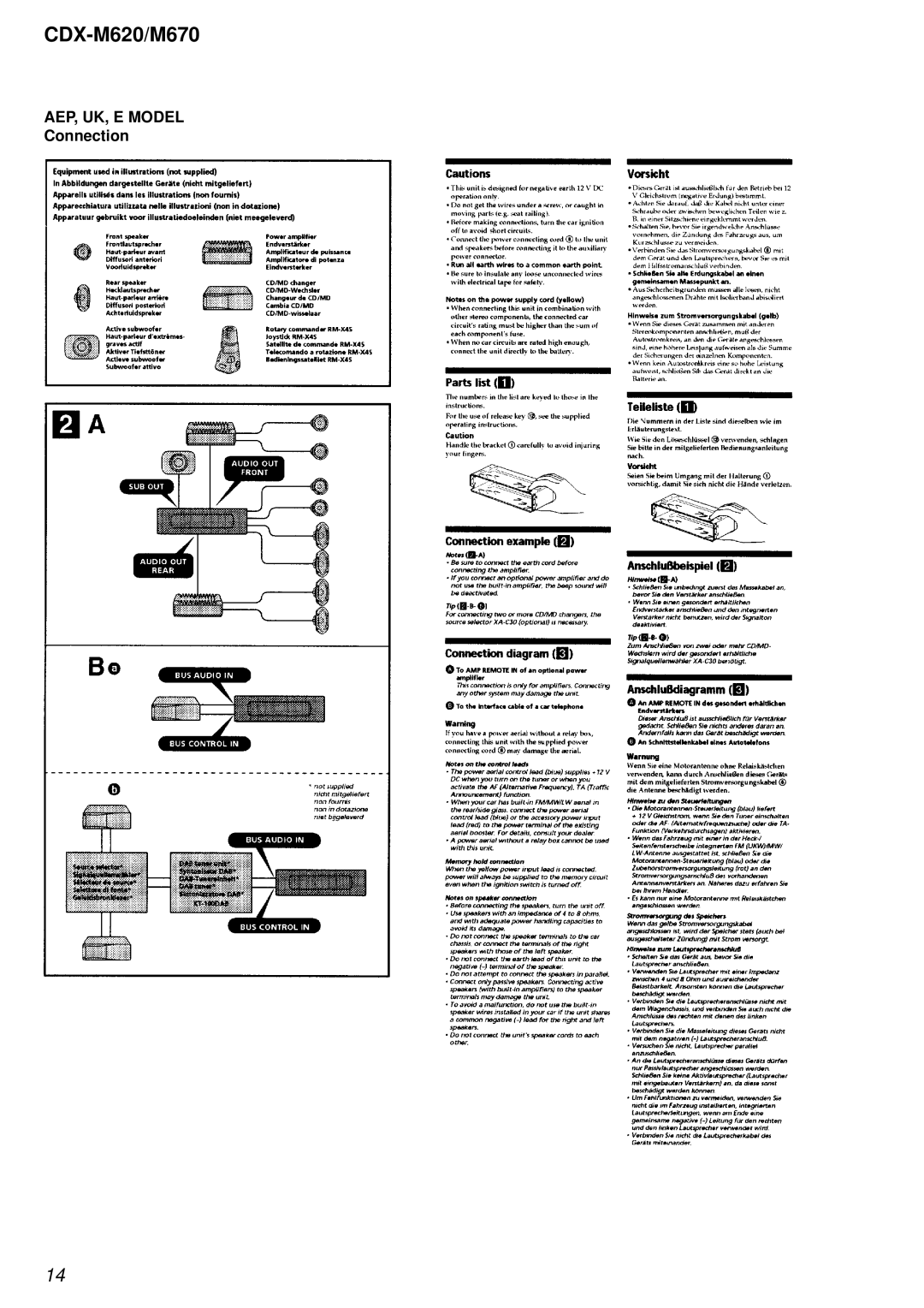 Sony Ericsson CDX-M620 service manual AEP, UK, E Model Connection 