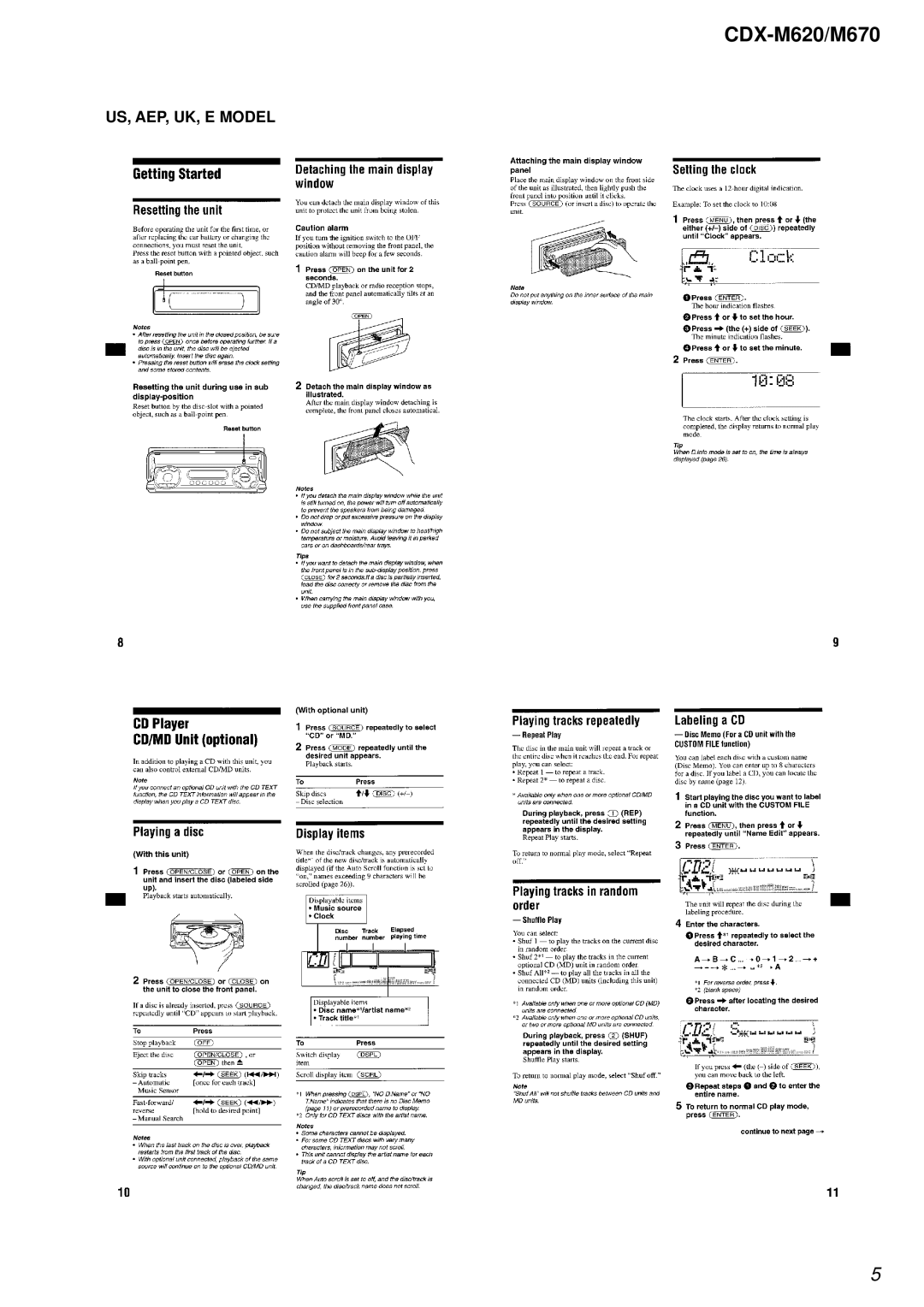 Sony Ericsson CDX-M620 service manual US, AEP, UK, E Model 