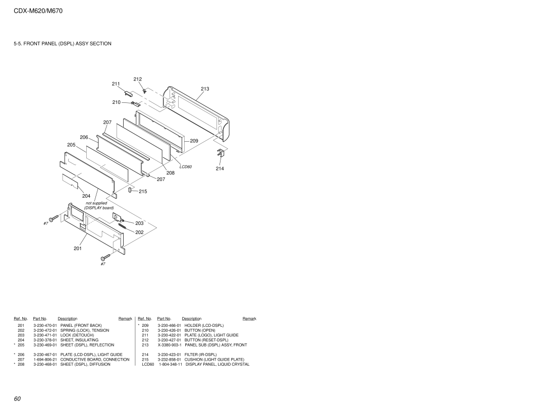 Sony Ericsson CDX-M620 service manual Front Panel Dspl Assy Section 