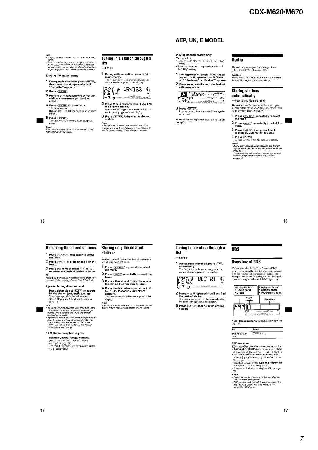 Sony Ericsson CDX-M620 service manual AEP, UK, E Model 