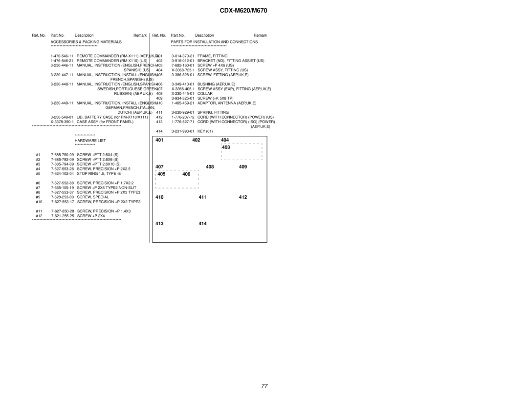 Sony Ericsson CDX-M620 service manual 401 402 404 403 407 408 409 405 406 410 411 412 413414 