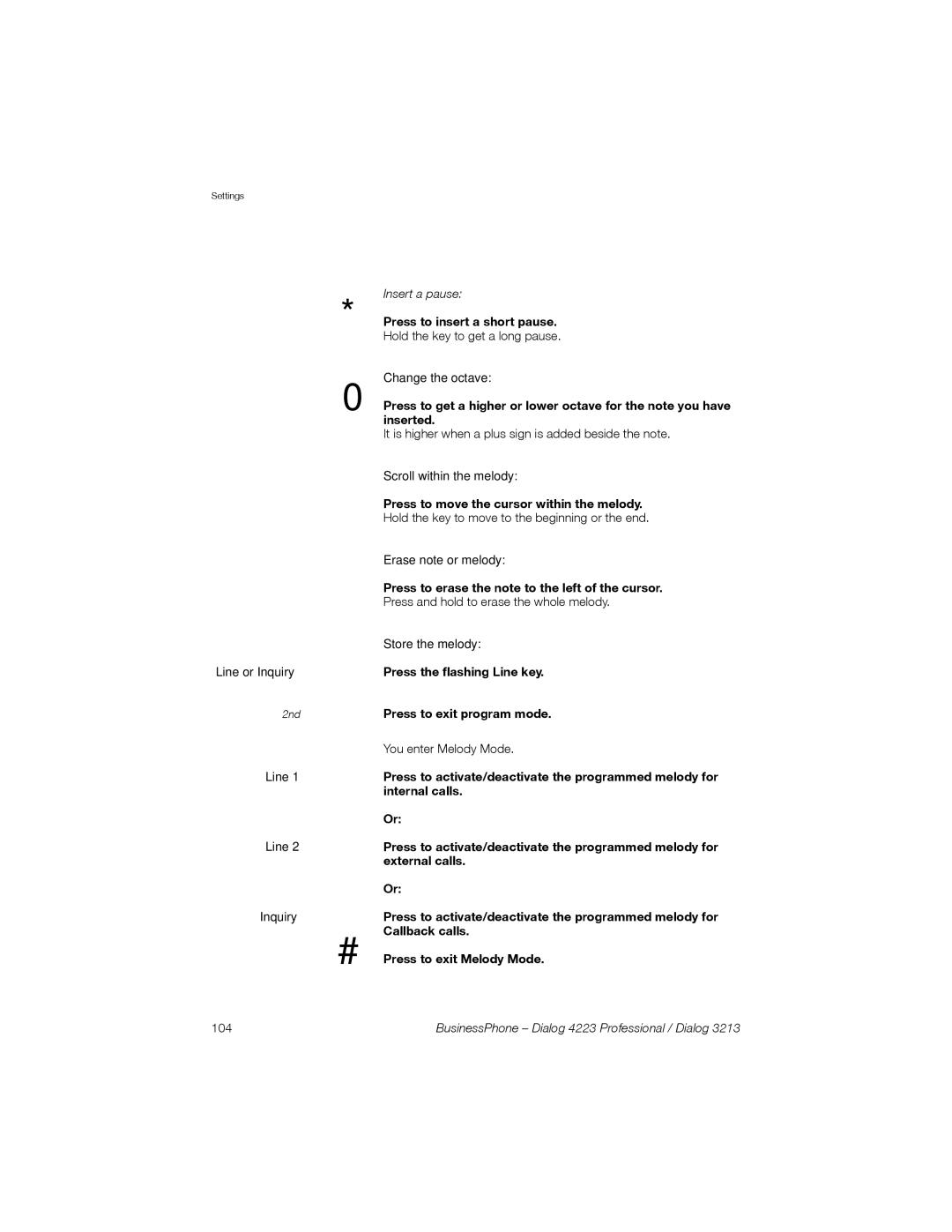 Sony Ericsson Dialog 4223, Dialog 3213 Press to insert a short pause, Press to erase the note to the left of the cursor 